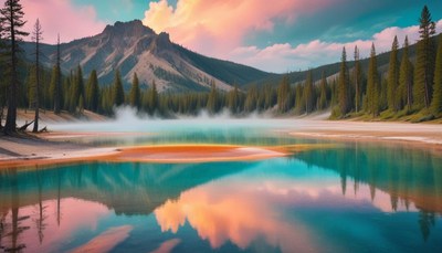 Yellowstone national park sunset