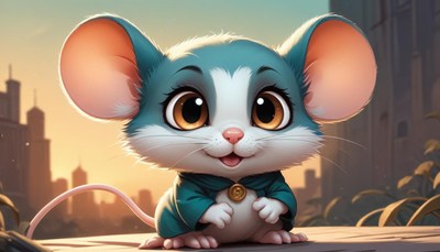 Cute mouse in a city setting