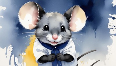 Smiling mouse in watercolor illustration