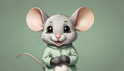 Smiling mouse in green jacket