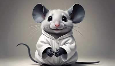 Smiling mouse in white shirt