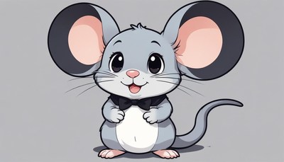 Cute cartoon mouse wearing bow tie