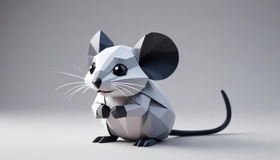 Polygonal mouse sitting on a white surface