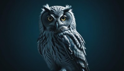 Owl portrait against dark background