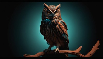 Owl perched on branch