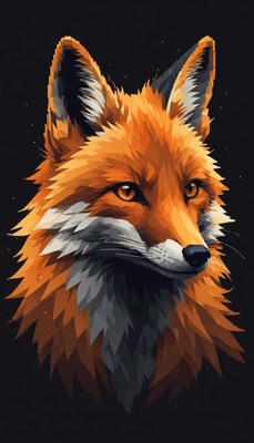 Red fox portrait against dark background