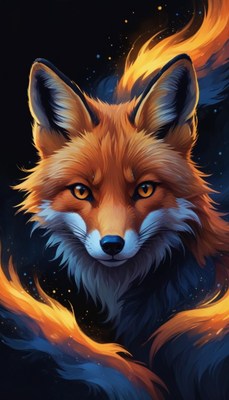 Fox portrait with orange fur