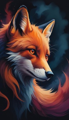 Fox portrait with fiery fur
