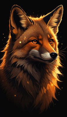 Fox portrait in golden light