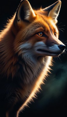 Red fox portrait in sunlight