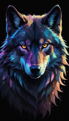 Colorful wolf portrait