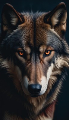 Wolf portrait with orange eyes