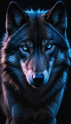 Wolf portrait with blue eyes