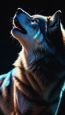 Wolf howling at night