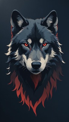 Black wolf with red eyes
