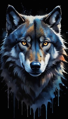 Wolf watercolor portrait