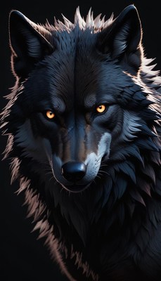 Black wolf portrait
