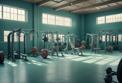 Empty gym with weight machines