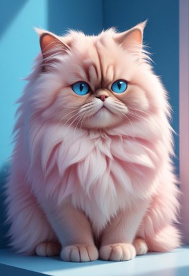 Fluffy cat with blue eyes