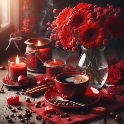 Romantic coffee and candles