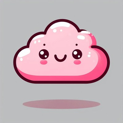 Happy pink cloud cartoon illustration