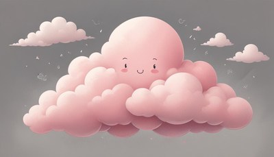 Pink cloud with smiling face illustration