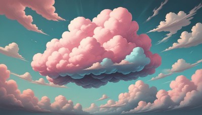 Pink and blue clouds in the sky