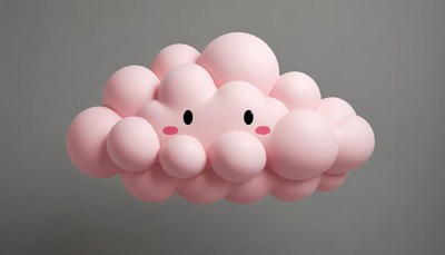 Pink cloud with smiling face