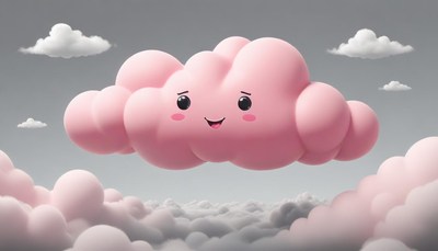 Smiling pink cloud in sky