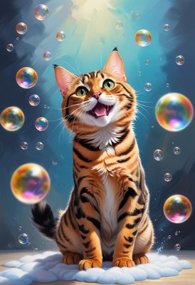Cat watching bubbles