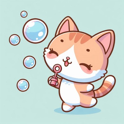 Cute cat blowing bubbles
