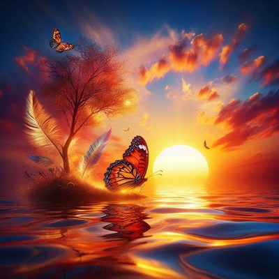 Butterfly sunset