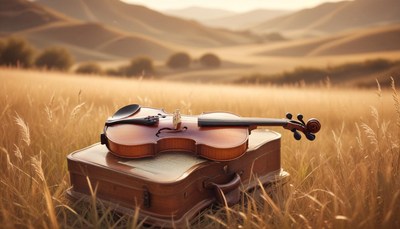 Violin in a field