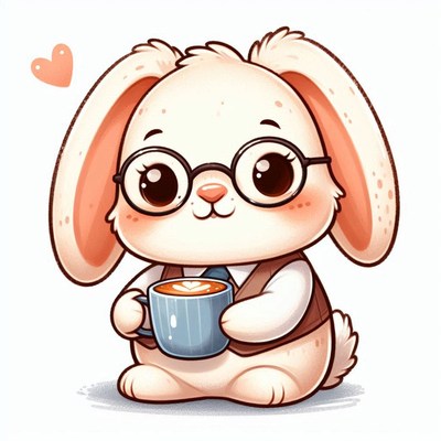 Cute bunny with coffee