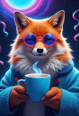 Fox enjoying coffee in space