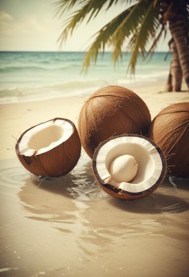 Coconut on tropical beach