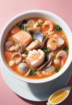 Seafood soup with clams and lemon