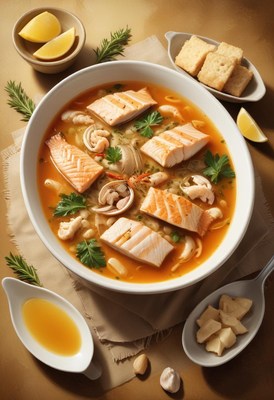 Seafood soup with white beans and herbs