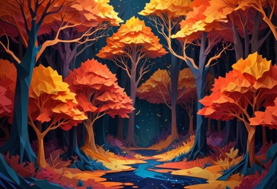 Autumn forest stream