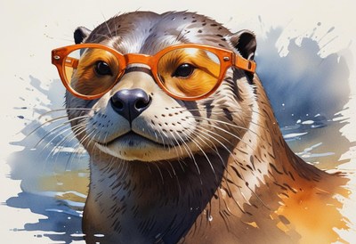Otter wearing sunglasses in water