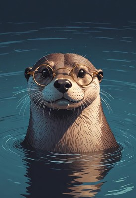 Otter wearing glasses in water