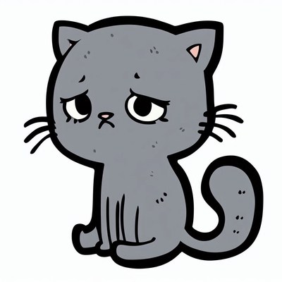 Sad cartoon cat