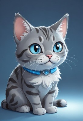 Cute gray kitten with blue eyes