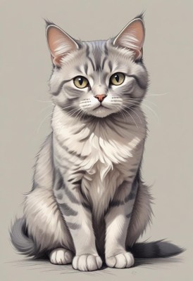 Gray tabby cat sitting