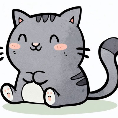 Happy cartoon cat sitting