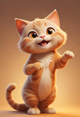 Orange tabby kitten standing up