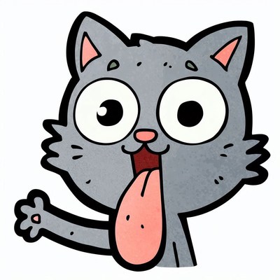 Cartoon cat sticking out tongue