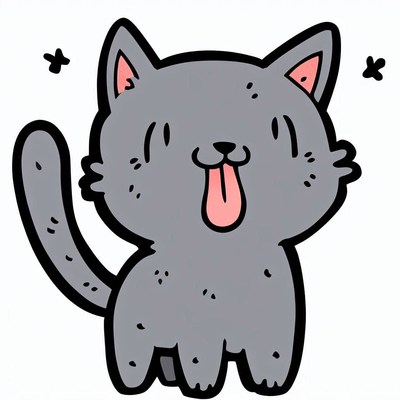 Cartoon cat sticking out tongue