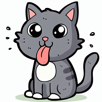Cartoon cat sticking out tongue