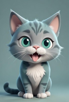 Cute cat sitting with tongue out